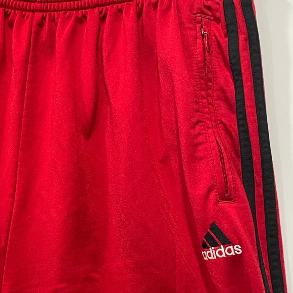 Adidas XXL Mens Track Pants Red Black Stripes Side Zipper Pockets Tear Away VTG - Picture 2 of 10